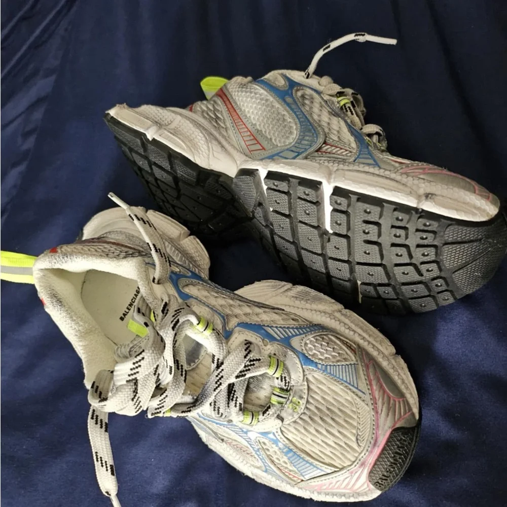 Balenciaga Athletic Shoes - White, Blue, Red, Neon Yellow - Picture 2 of 7